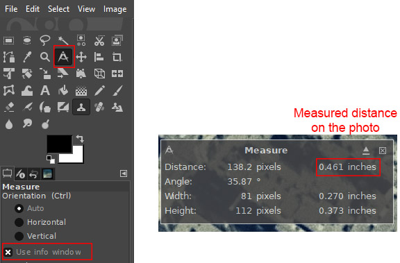Measure tool in GIMP
