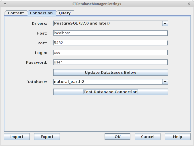 BlueSpray Database Connection Dialog