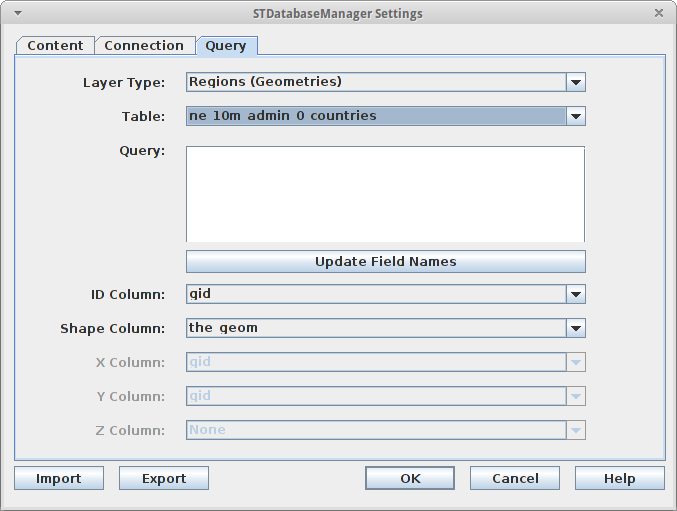 BlueSpray Dtaabase Query Dialog