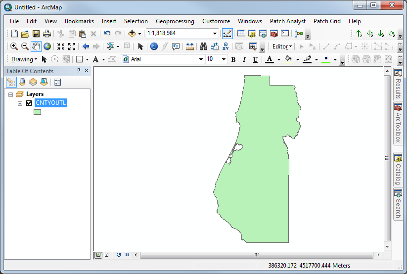 ArcMap with an image of Humboldt County