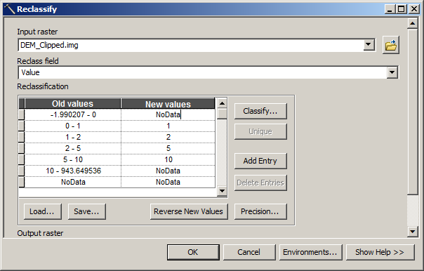 Reclassify dialog