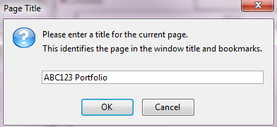 Page Title Dialog Window Screenshot