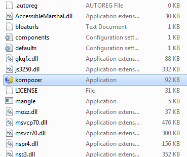 Launch KompoZer Application Screenshot