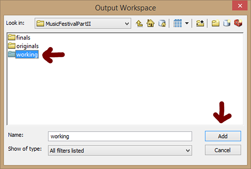 Image of Output Workspace Window