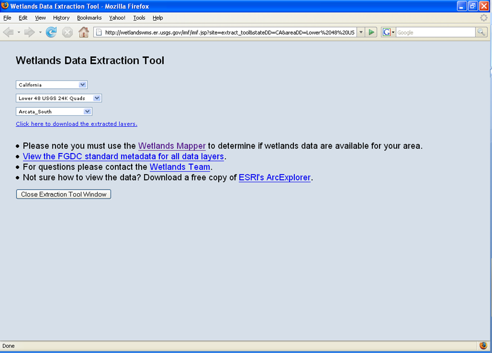 Wetlands Data Extraction Tool