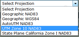 Projection UTM Zone 10 NAD83