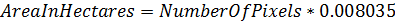 Simplified equation to compute hectares from number of pixels