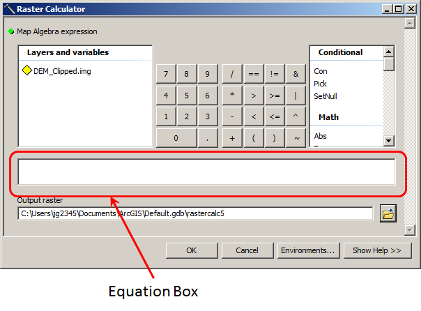 Image of the Raster Calculator