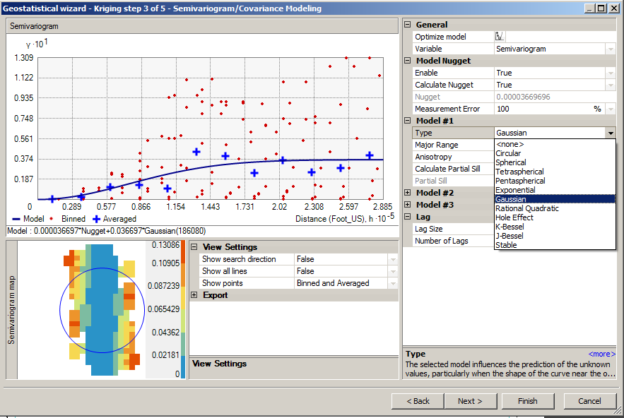 A screen shot showing how to select the model type