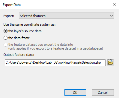 Export Parcels Selection