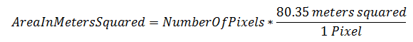 Simplified equation for converting pixels to meters squared