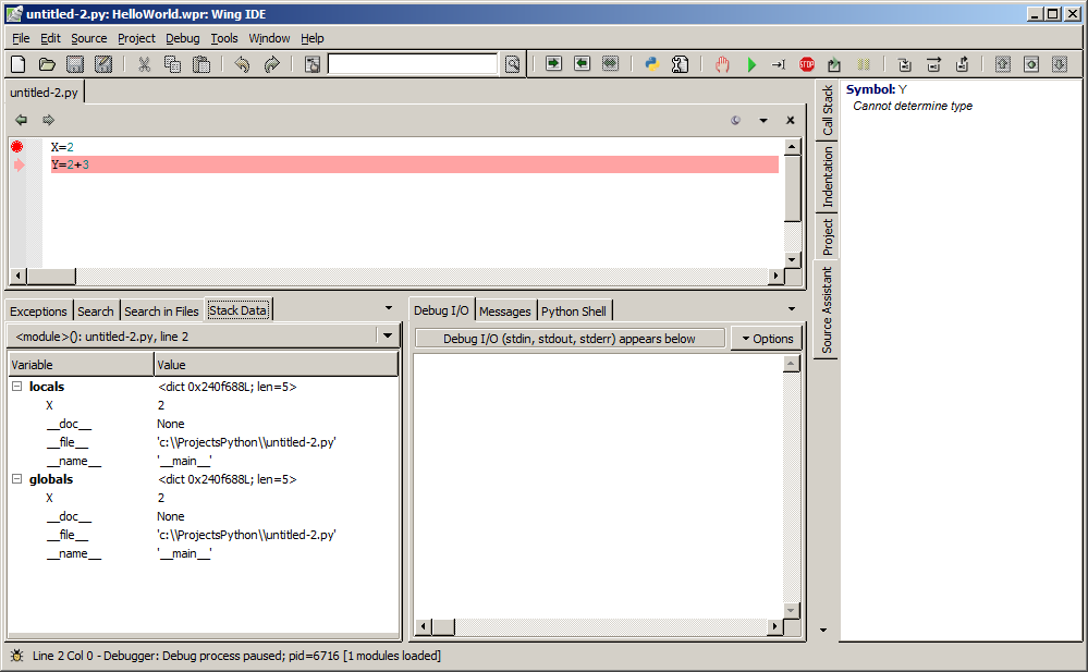 Screen shot showing stepping through code.